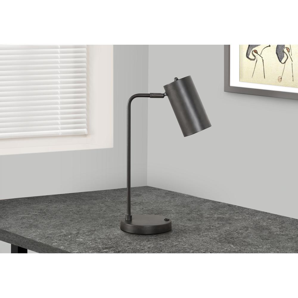 ="Lighting, 18""H, Table Lamp, Usb Port Included, Grey Metal, Grey Shade, Moder. Picture 4
