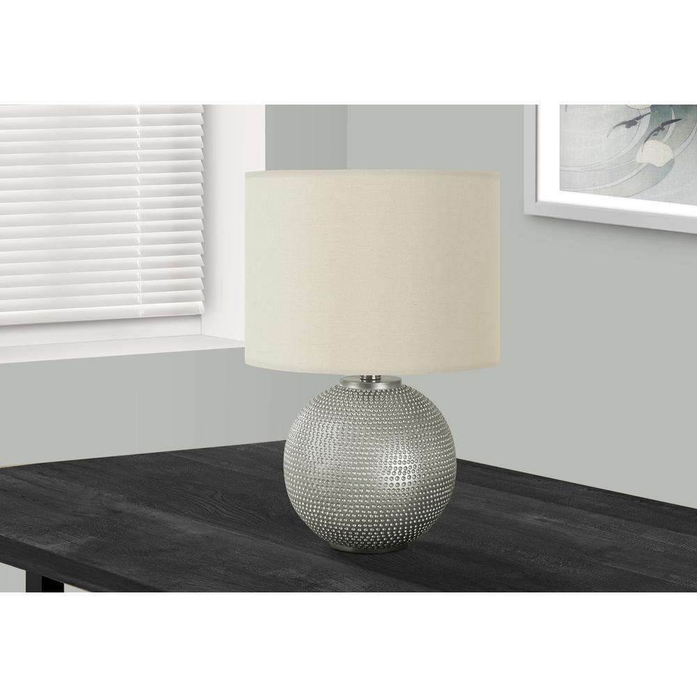 Lighting, 19"H, Table Lamp, Grey Resin, Ivory / Cream Shade, Modern. Picture 4