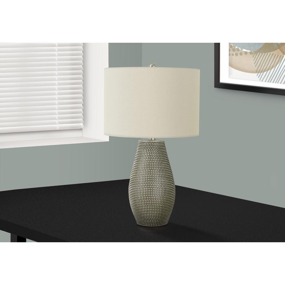 Lighting, 24"H, Table Lamp, Grey Resin, Ivory / Cream Shade, Contemporary. Picture 5