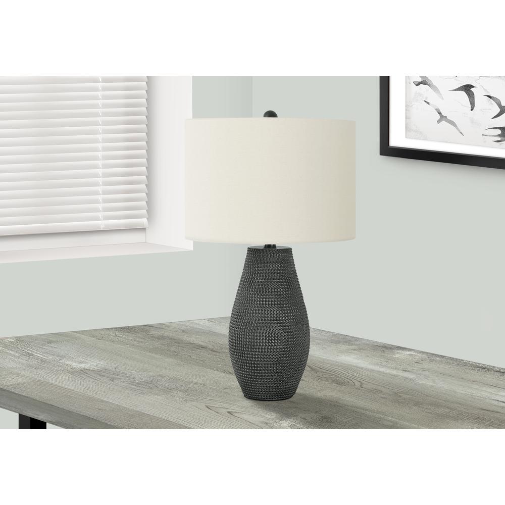 Lighting, 24"H, Table Lamp, Black Resin, Ivory / Cream Shade, Contemporary. Picture 5