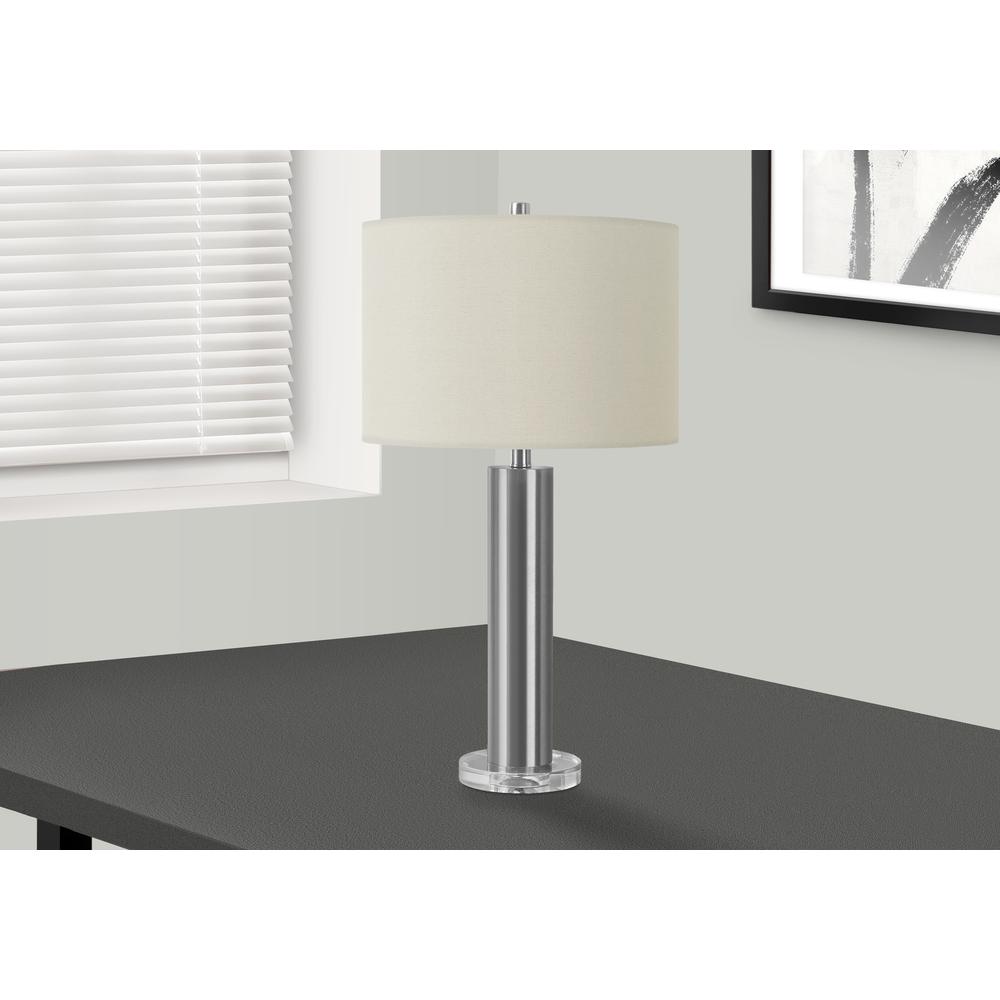 Lighting, 28"H, Table Lamp, Nickel Metal, Ivory / Cream Shade, Contemporary. Picture 5