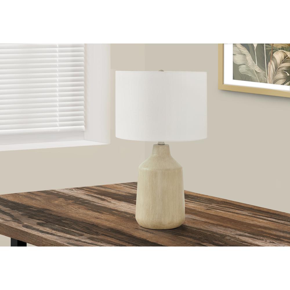 ="Lighting, 24""H, Table Lamp, Beige Concrete, Ivory / Cream Shade, Contemporar. Picture 5