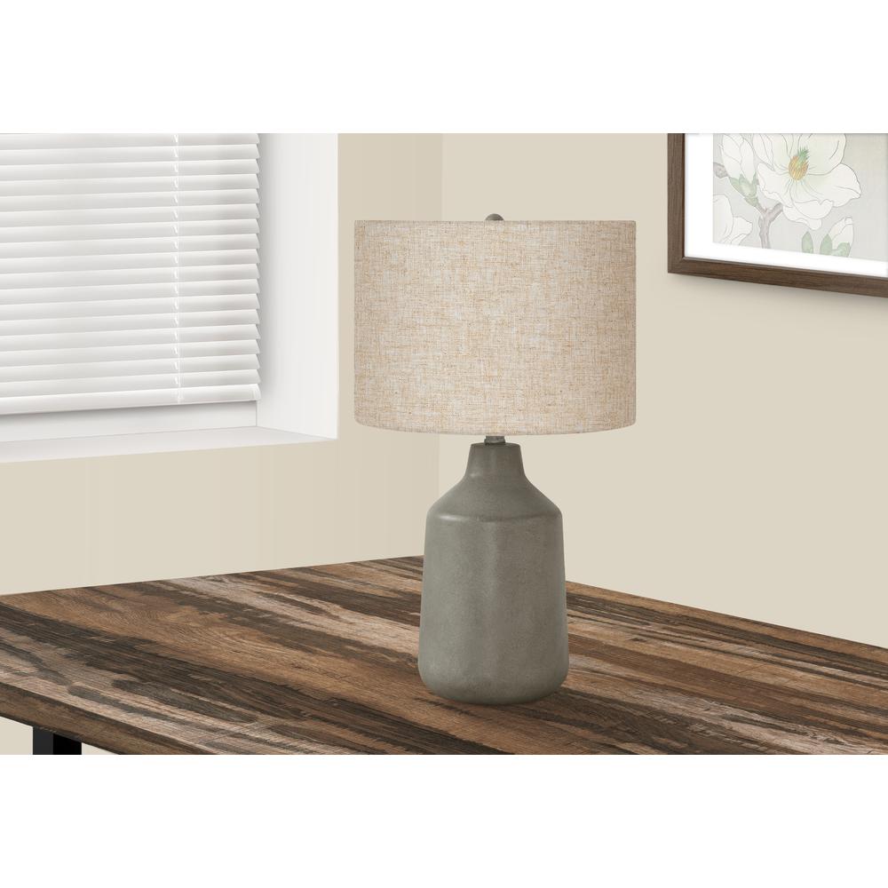 Lighting, 24"H, Table Lamp, Grey Concrete, Beige Shade, Contemporary. Picture 5