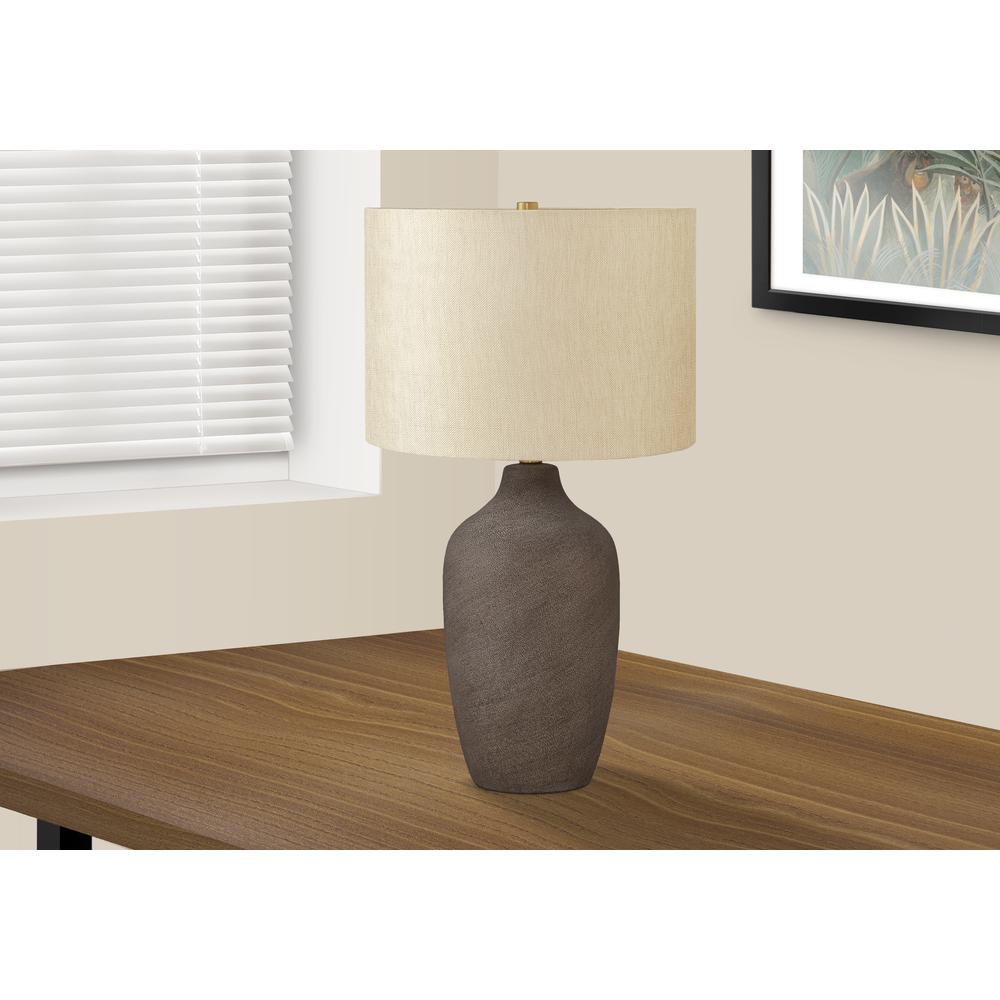 Lighting, 27"H, Table Lamp, Grey Ceramic, Beige Shade, Contemporary. Picture 5