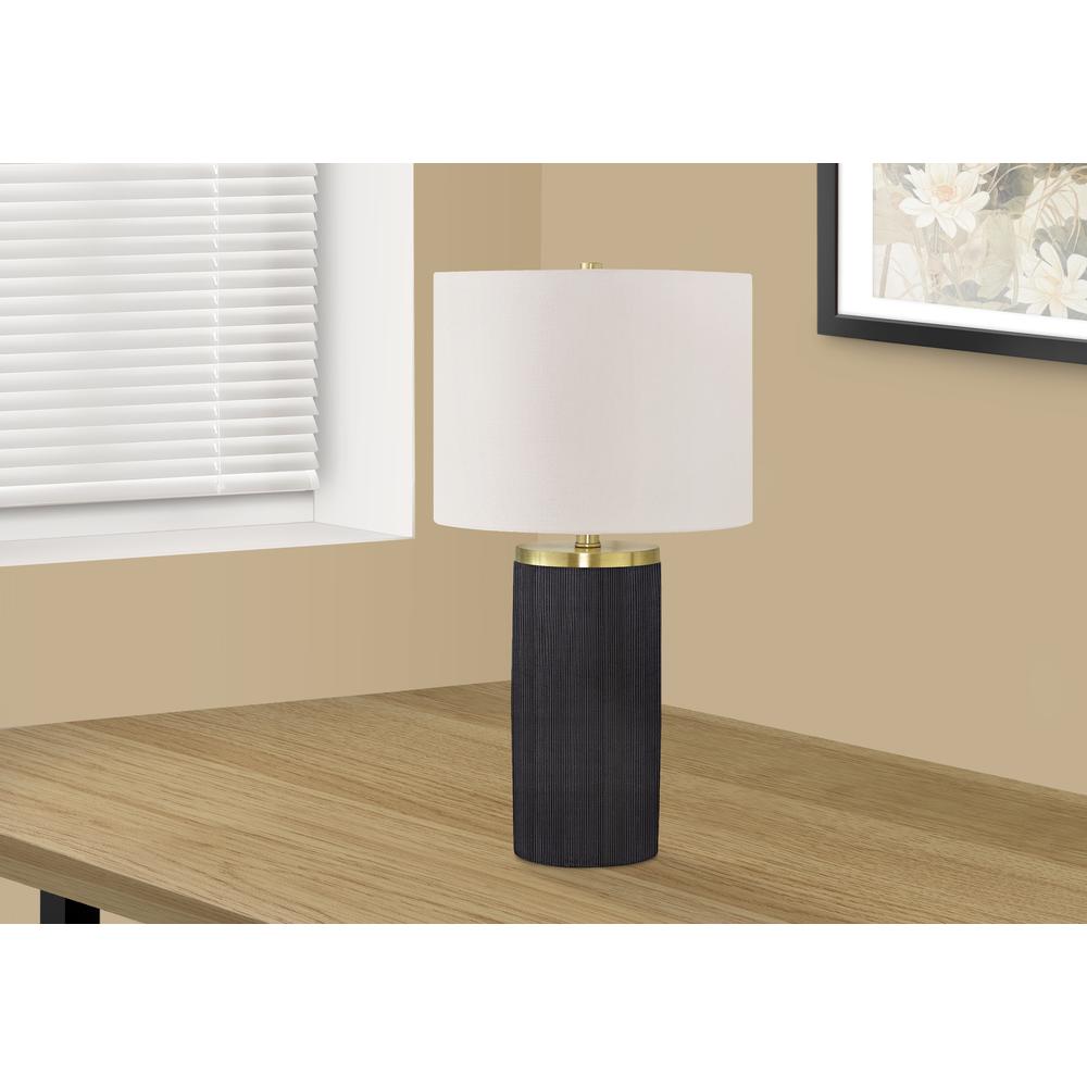 Lighting, 24"H, Table Lamp, Black Concrete, Ivory / Cream Shade, Modern. Picture 5
