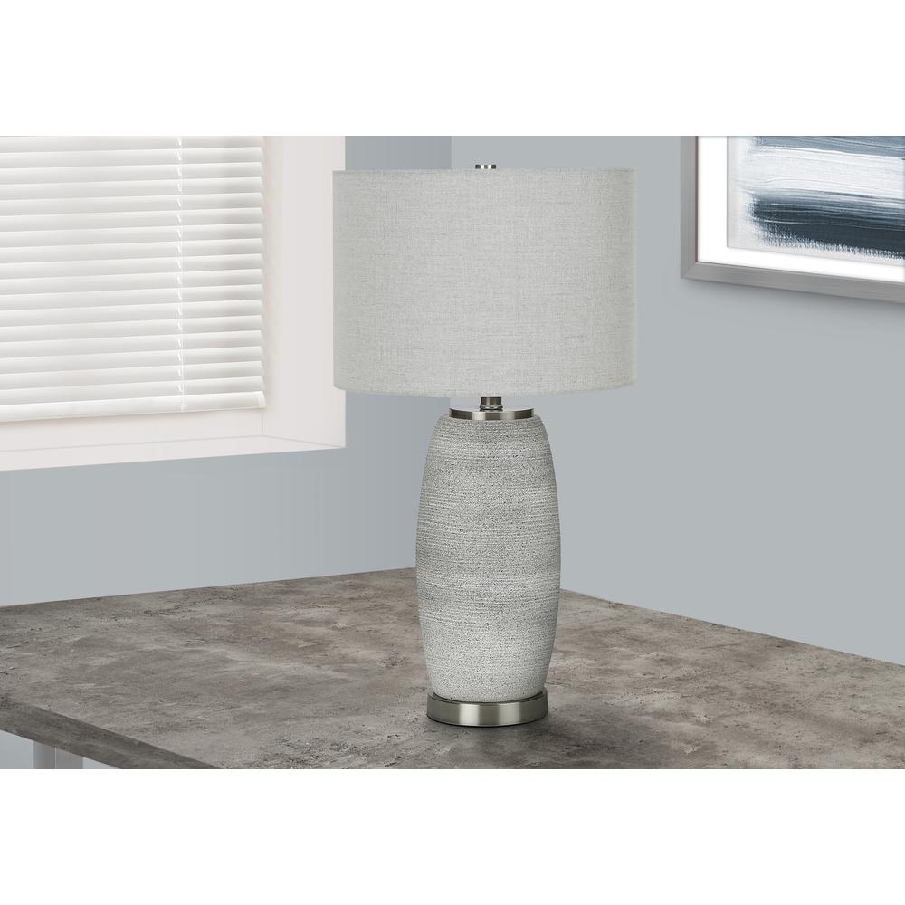 Lighting, 25"H, Table Lamp, Grey Ceramic, Grey Shade, Modern. Picture 5