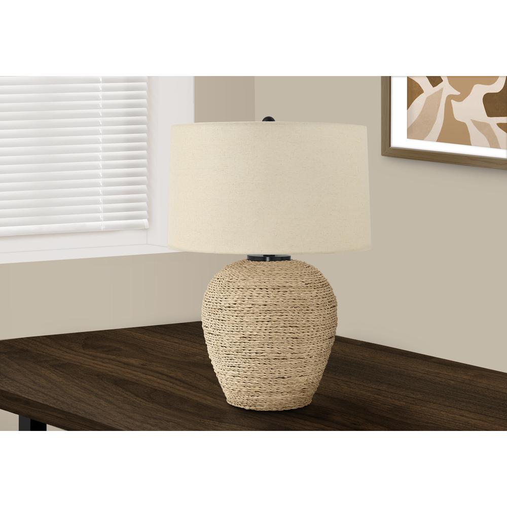 Lighting, 25"H, Table Lamp, Rattan, Beige Shade, Transitional. Picture 5
