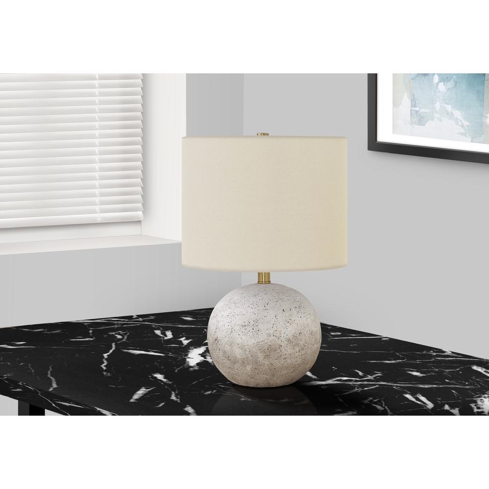 ="Lighting, 20""H, Table Lamp, Grey Concrete, Ivory / Cream Shade, Contemporary. Picture 5