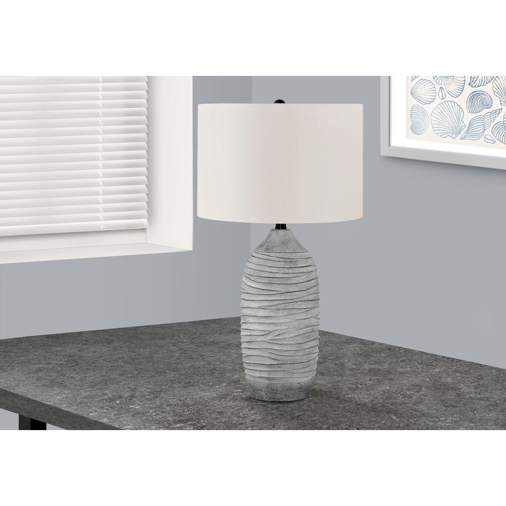 Lighting, 27"H, Table Lamp, Grey Resin, Ivory / Cream Shade, Modern. Picture 5