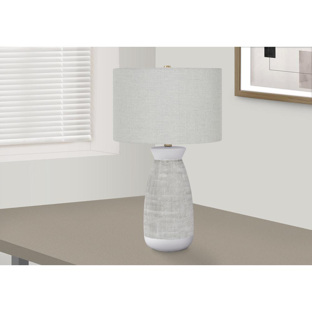 Lighting, 27"H, Table Lamp, Grey Ceramic, Grey Shade, Contemporary. Picture 5