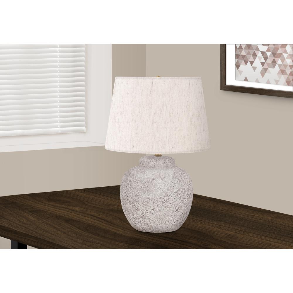 Lighting, 22"H, Table Lamp, Cream Concrete, Ivory / Cream Shade, Modern. Picture 5