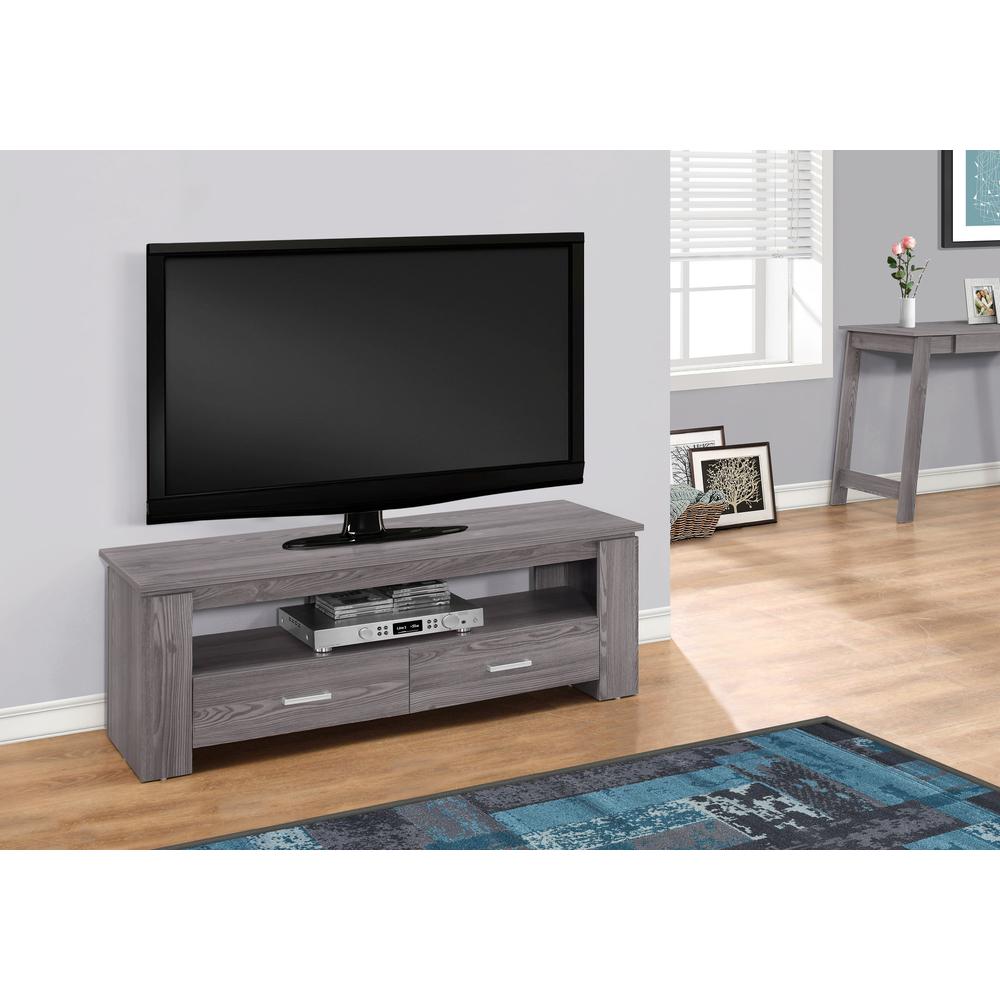 TV STAND - 48"L / GREY WITH STORAGE DRAWERS. Picture 2