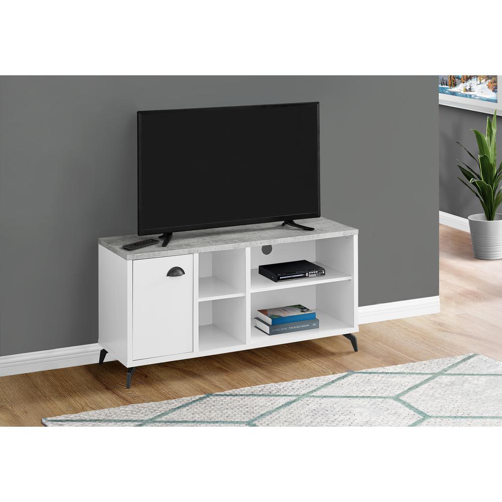 TV STAND - 48"L / WHITE / GREY CEMENT-LOOK TOP. Picture 2