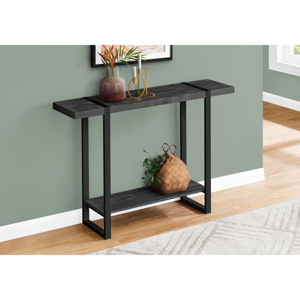 ACCENT TABLE - 48"L / BLACK RECLAIMED WOOD-LOOK / BLACK. Picture 2
