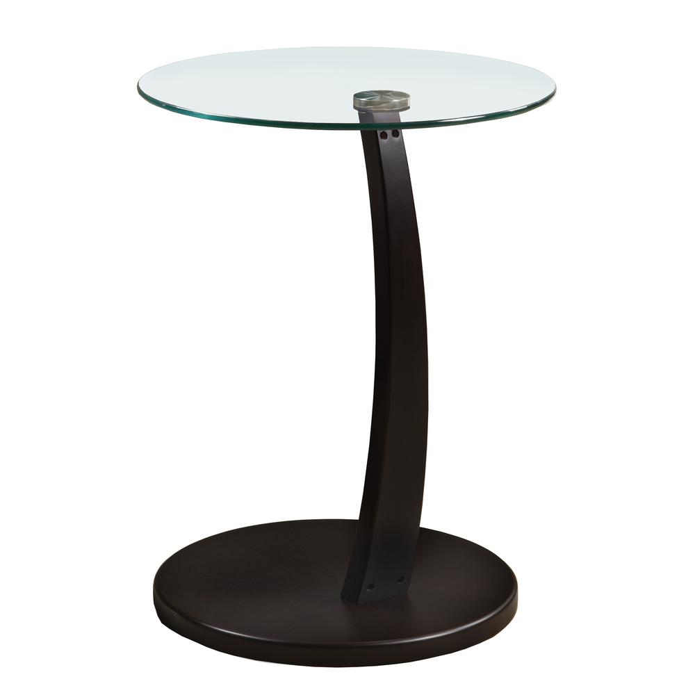 SIDE TABLE - CAPPUCCINO BENTWOOD WITH TEMPERED GLASS. Picture 1