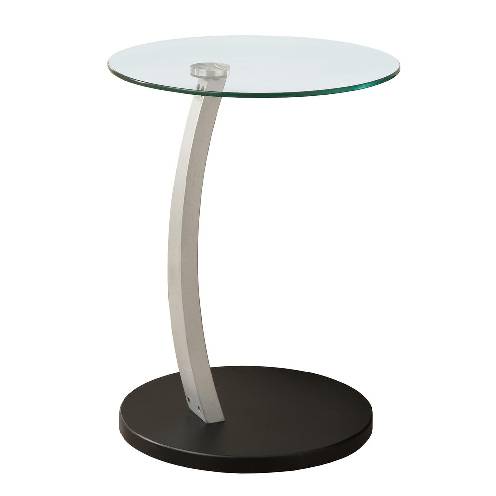 ACCENT TABLE - BLACK / SILVER BENTWOOD W/ TEMPERED GLASS. The main picture.