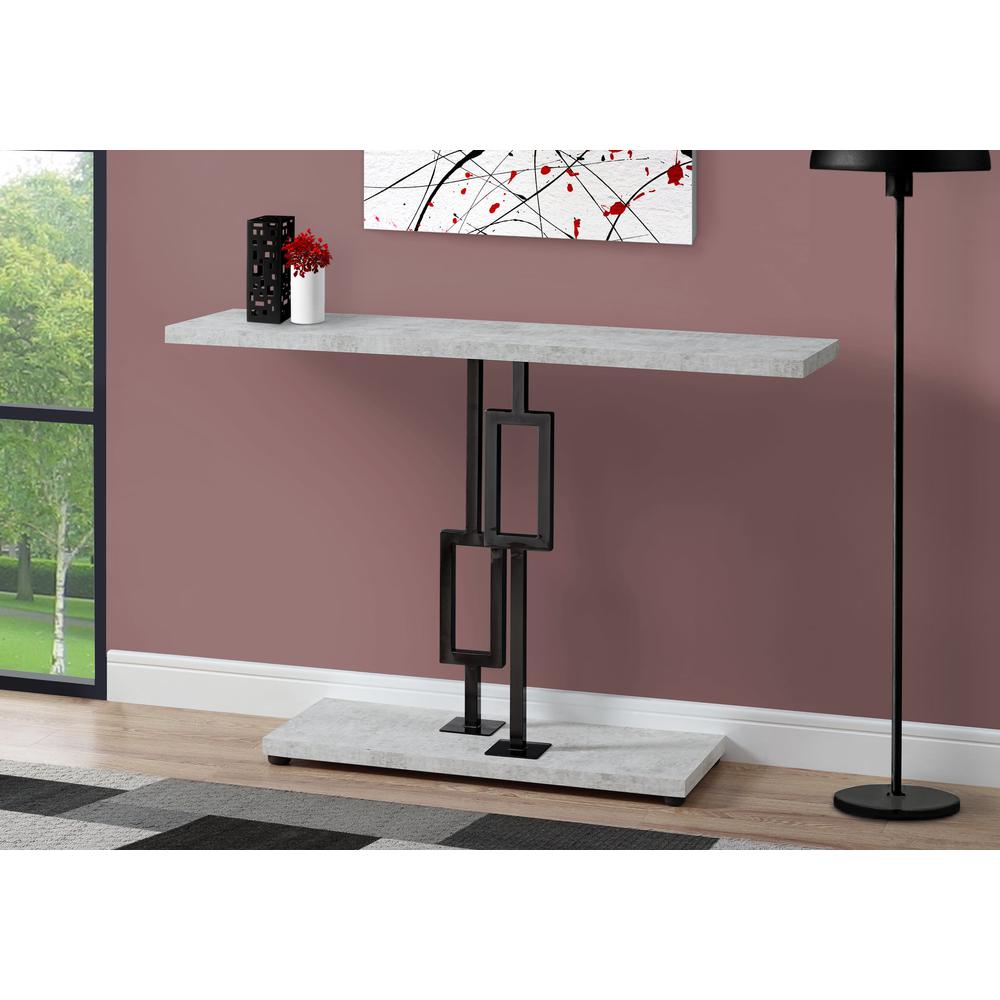 ACCENT TABLE - 48"L / GREY CEMENT / BLACK NICKEL METAL. Picture 2