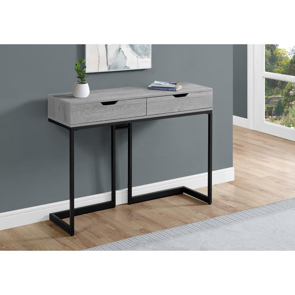 ACCENT TABLE - 42"L / GREY/ BLACK METAL HALL CONSOLE. Picture 2
