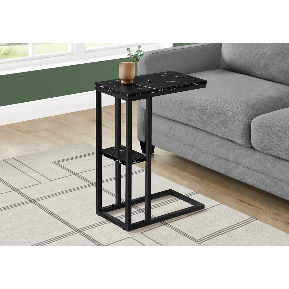 ACCENT TABLE - 25"H / BLACK MARBLE / BLACK METAL I 3674. Picture 8