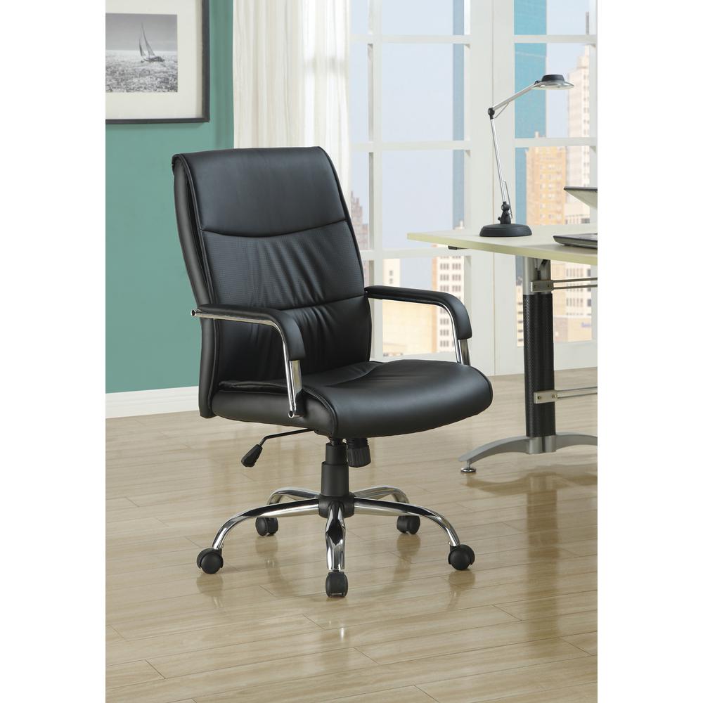 OFFICE CHAIR - BLACK LEATHER-LOOK FABRIC. Picture 2