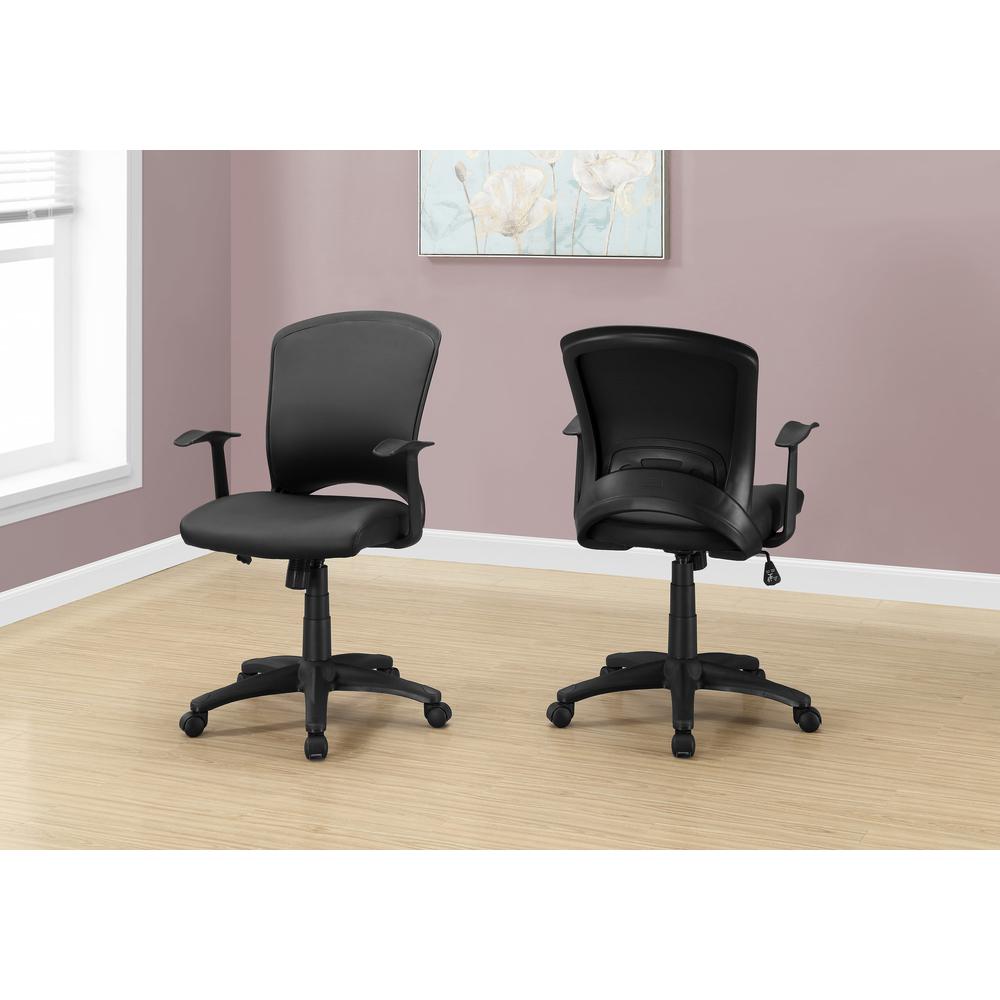 OFFICE CHAIR - BLACK LEATHER-LOOK / MID-BACK / MULTI POSITION. Picture 2