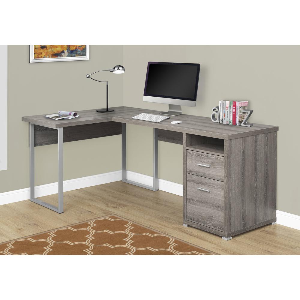 COMPUTER DESK - 80"L / DARK TAUPE LEFT OR RIGHT FACING. Picture 2