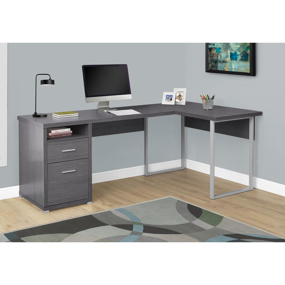 COMPUTER DESK - 80"L / GREY LEFT OR RIGHT FACING. Picture 2