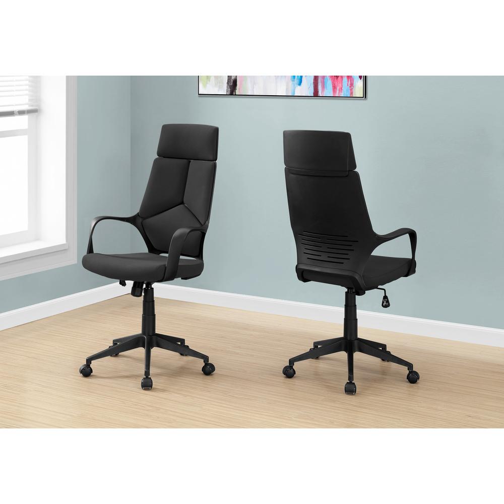OFFICE CHAIR - CONTEMPORARY BLACK / BLACK FABRIC / HIGH BACK EXECUTIVE. Picture 2