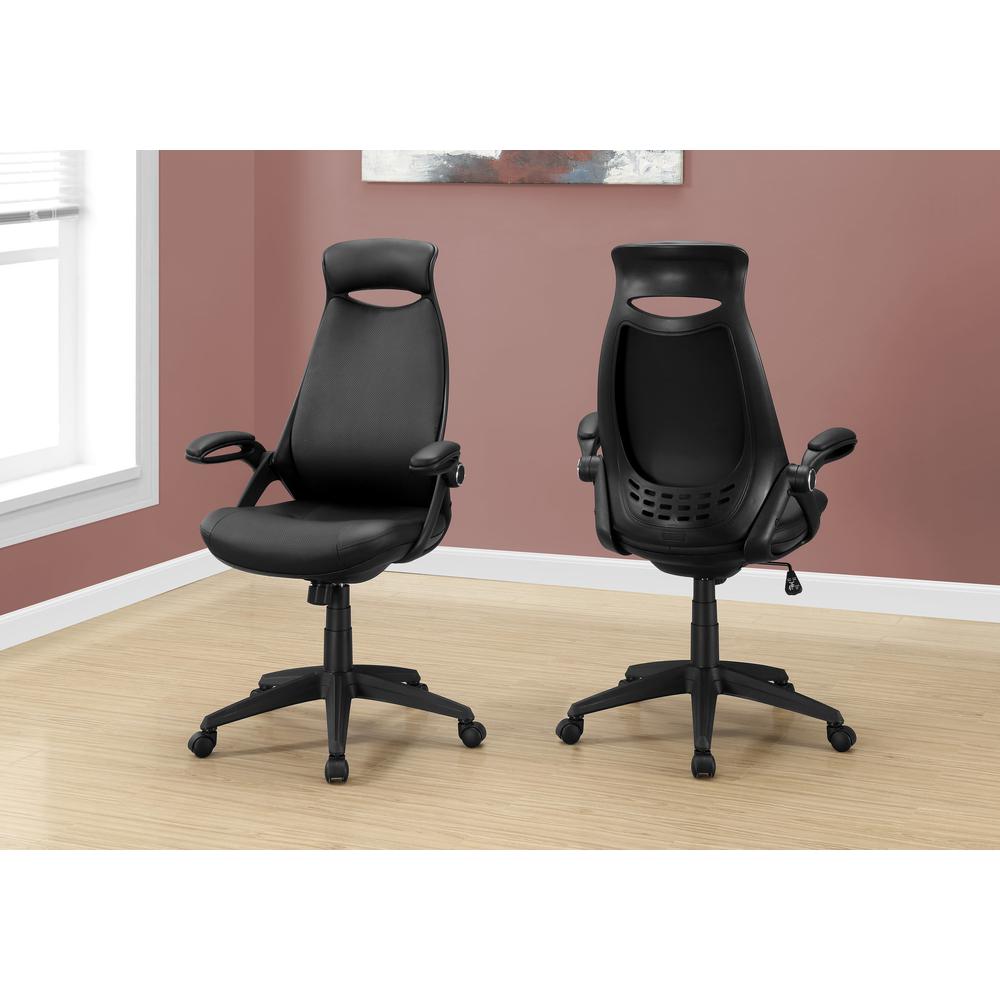 OFFICE CHAIR - BLACK LEATHER-LOOK / MULTI POSITION. Picture 2