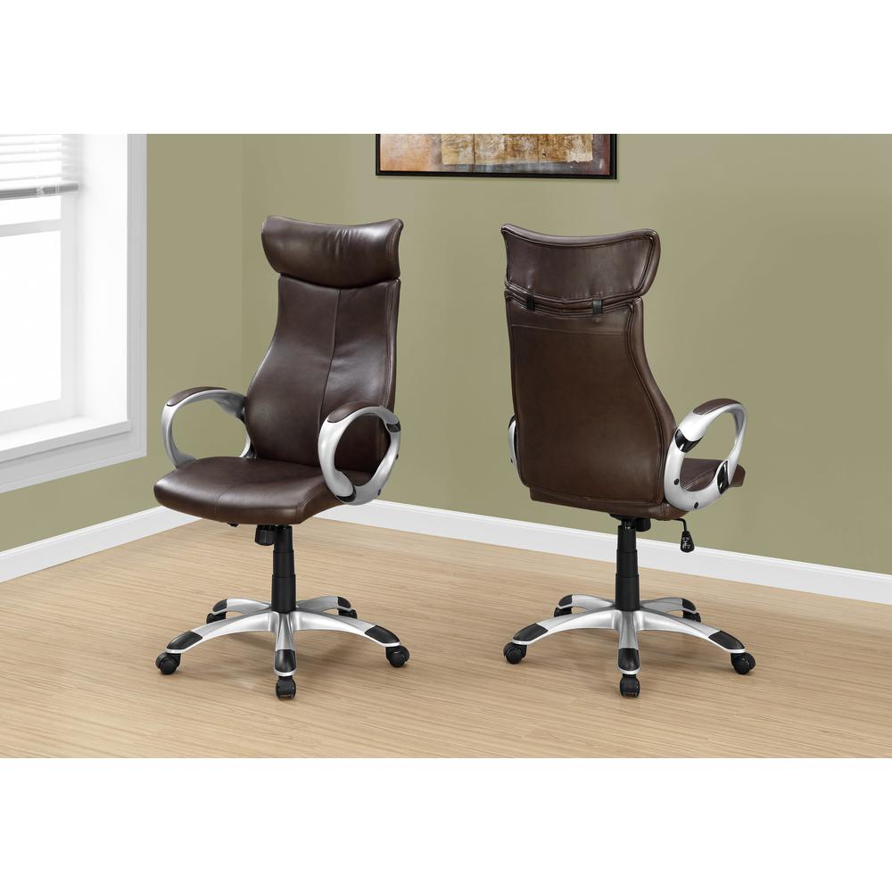 OFFICE CHAIR - BROWN LEATHER-LOOK / HIGH BACK EXECUTIVE. Picture 2
