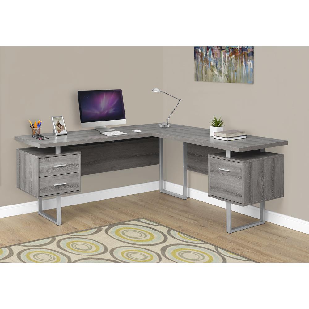 COMPUTER DESK - 70"L / DARK TAUPE LEFT OR RIGHT FACING. Picture 2