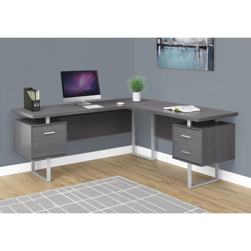 COMPUTER DESK - 70"L / GREY LEFT OR RIGHT FACING. Picture 2