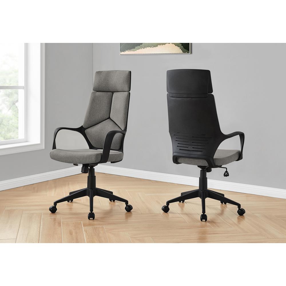 OFFICE CHAIR - BLACK / DARK GREY FABRIC / EXECUTIVE. Picture 2