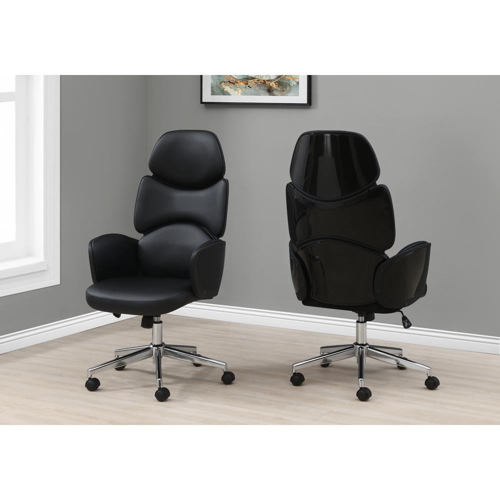 OFFICE CHAIR - BLACK LEATHER-LOOK / HIGH BACK EXECUTIVE. Picture 2