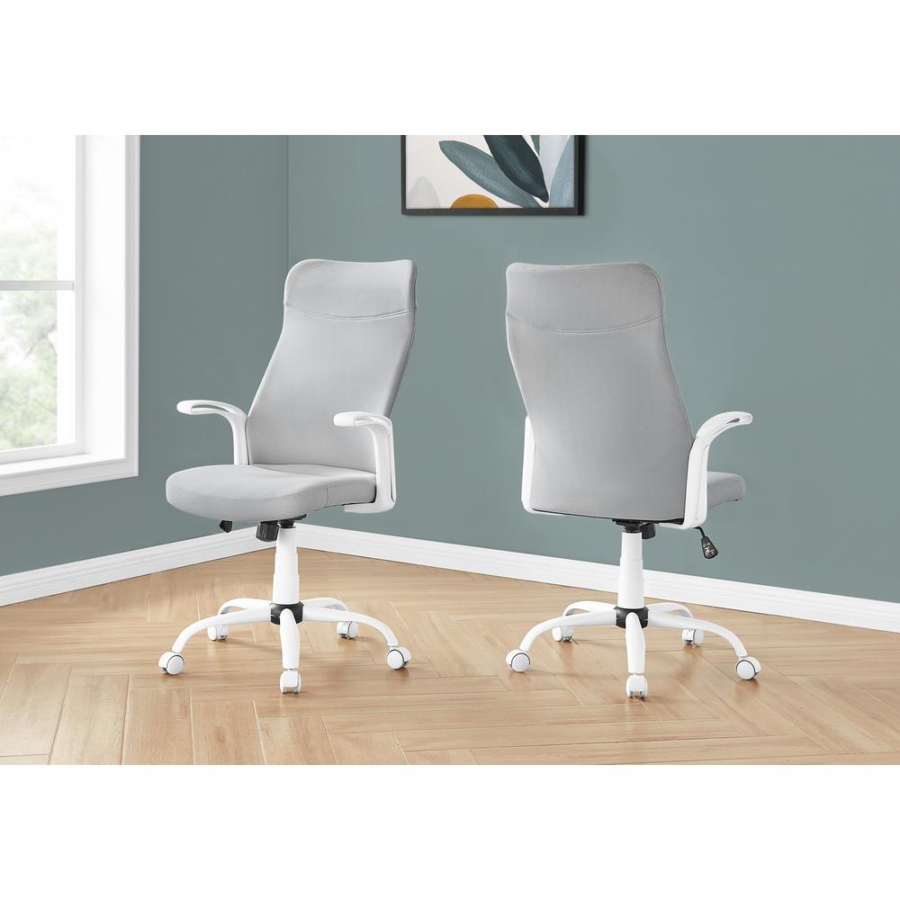 OFFICE CHAIR - WHITE / GREY FABRIC / MULTI POSITION. Picture 2
