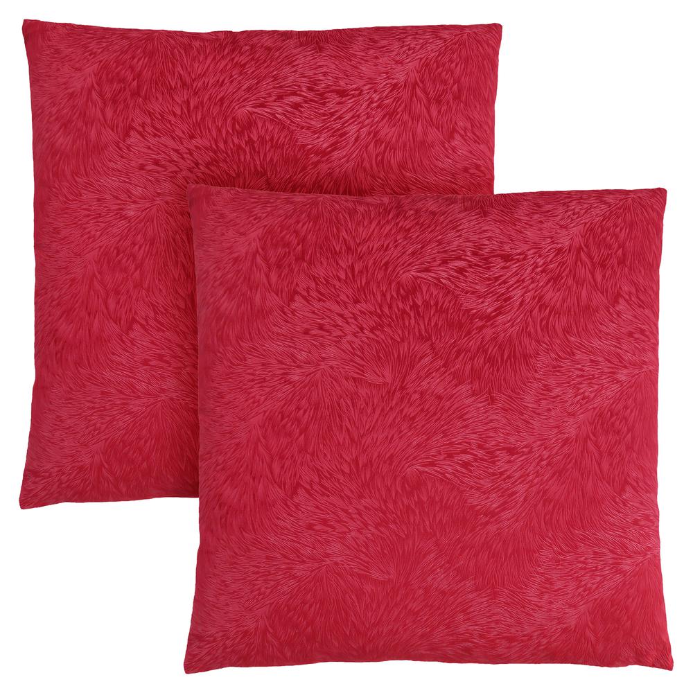 PILLOW - 18"X 18" / RED FEATHERED VELVET / 2PCS. Picture 2