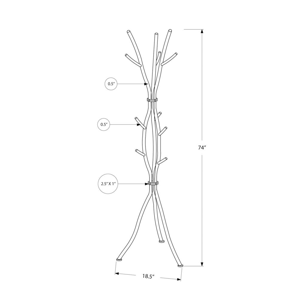 Coat Rack, Hall Tree, Free Standing, 11 Hooks, Entryway, 74H, Bedroom, White. Picture 4