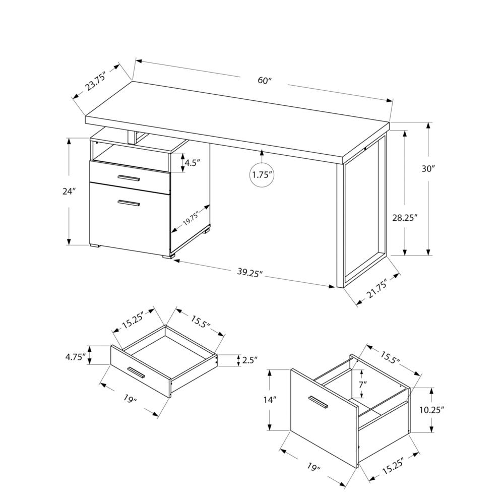 Computer Desk, Home Office, Laptop, Left, Right Set-up, Storage Drawers, 60L. Picture 4