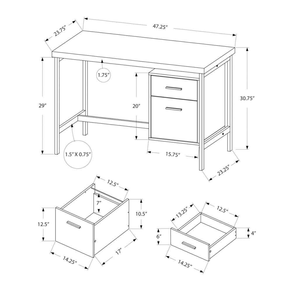 Computer Desk, Home Office, Laptop, Left, Right Set-up, Storage Drawers, 48L. Picture 4