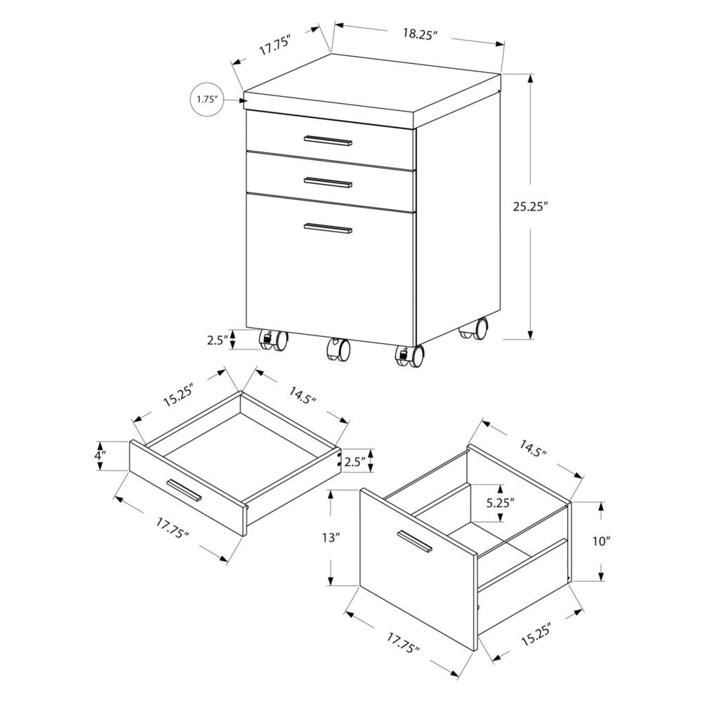 FILING CABINET - 3 DRAWER / WHITE / CEMENT-LOOK ON CASTOR. Picture 4