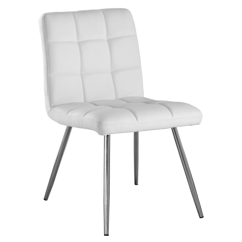 DINING CHAIR - 2PCS / 32"H / WHITE LEATHER-LOOK / CHROME. The main picture.