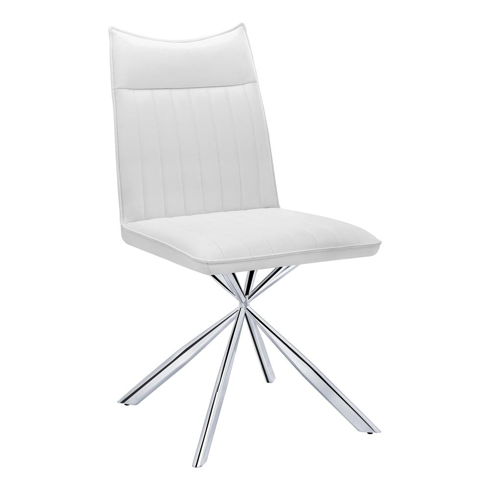 Dining Chair - 2Pcs, 36"H, White Leather-Look, Chrome. The main picture.
