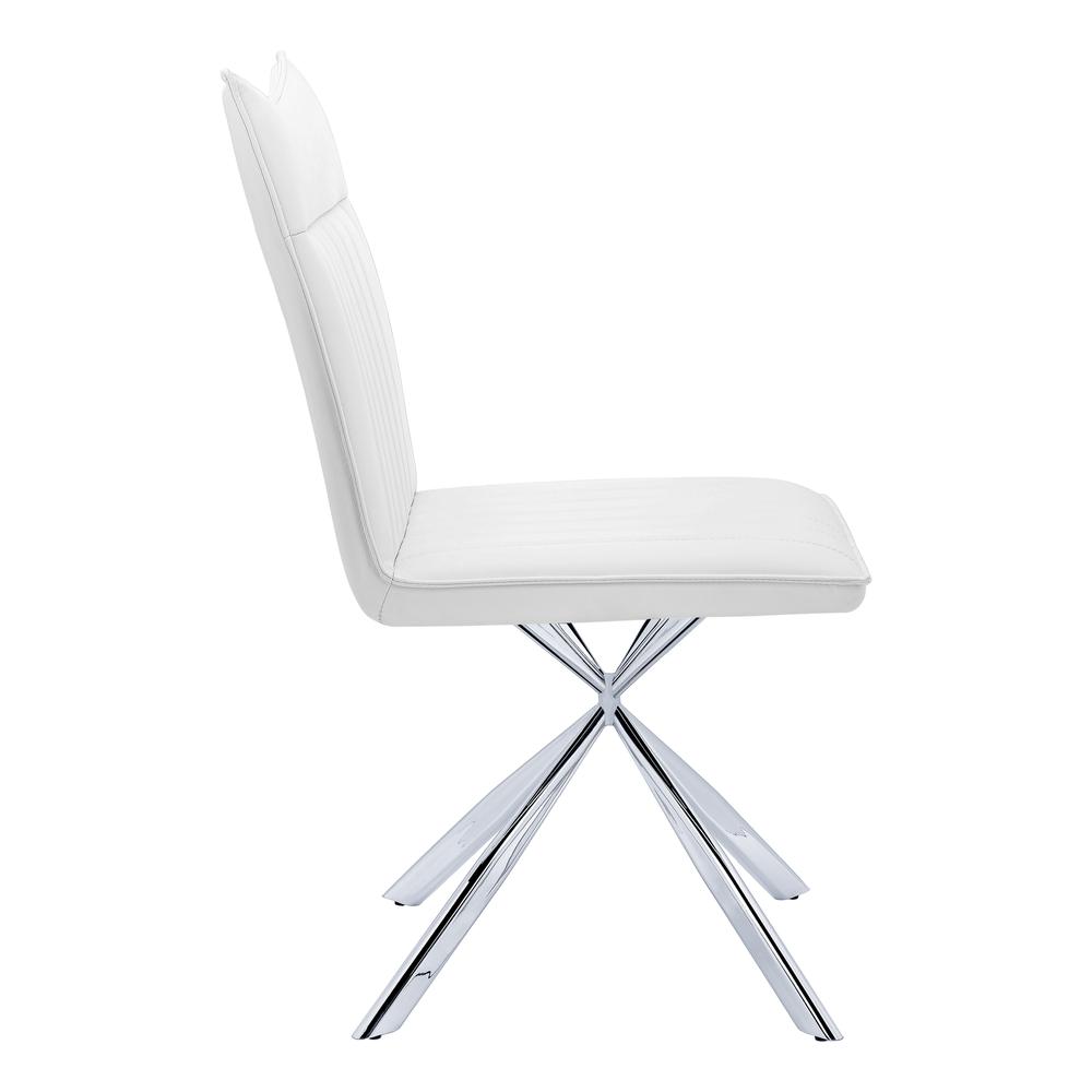 Dining Chair - 2Pcs, 36"H, White Leather-Look, Chrome. Picture 7