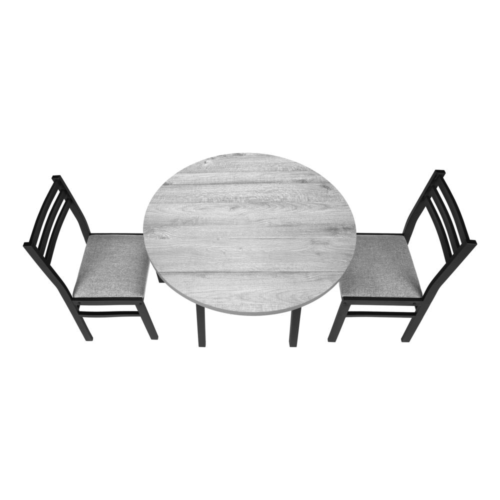 Dining Table Set, 3pcs Set, Small, 35 Drop Leaf, Kitchen, Black Metal. Picture 6