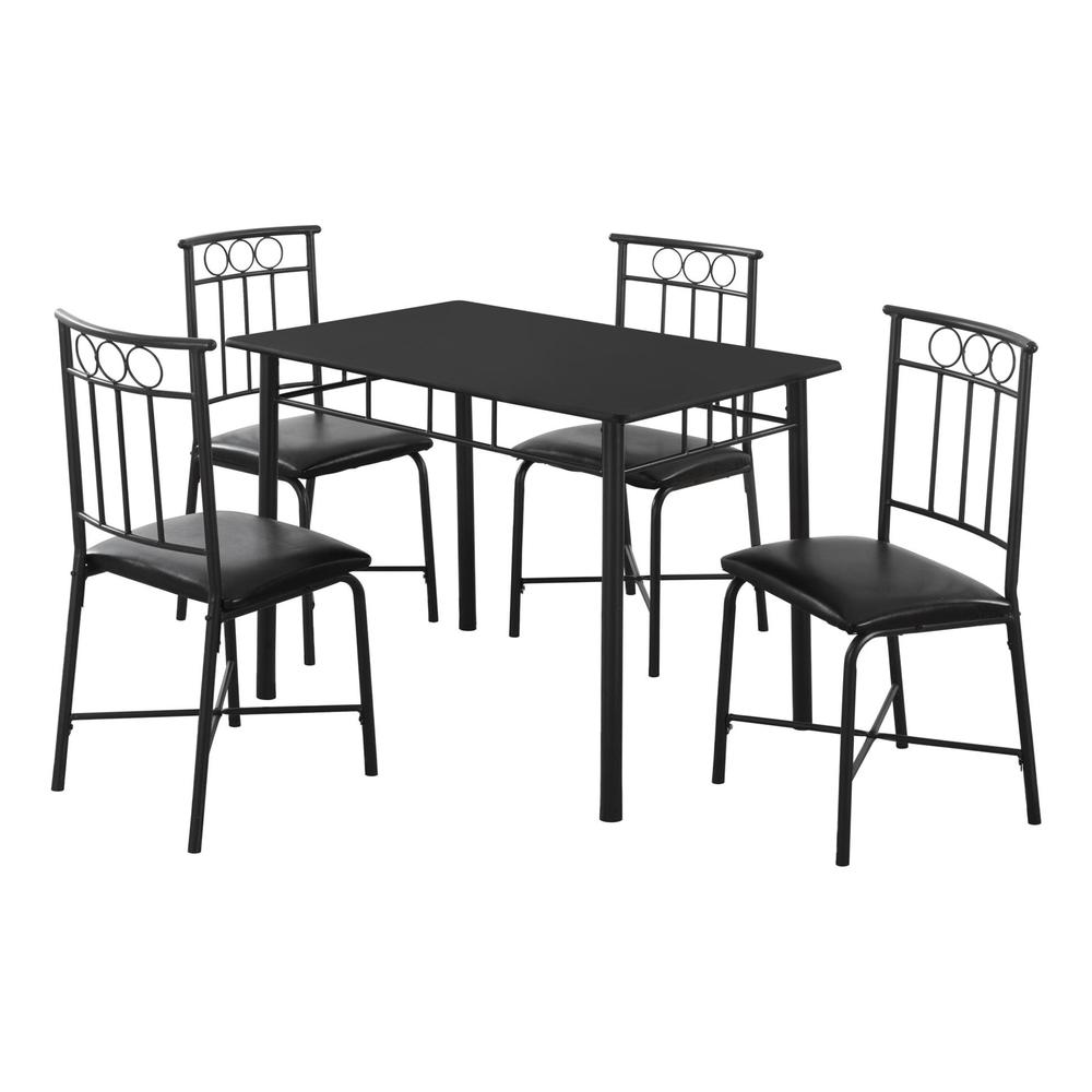 Dining Table Set, 5pcs Set, Small, 40 Rectangular, Kitchen, Black Metal. Picture 1
