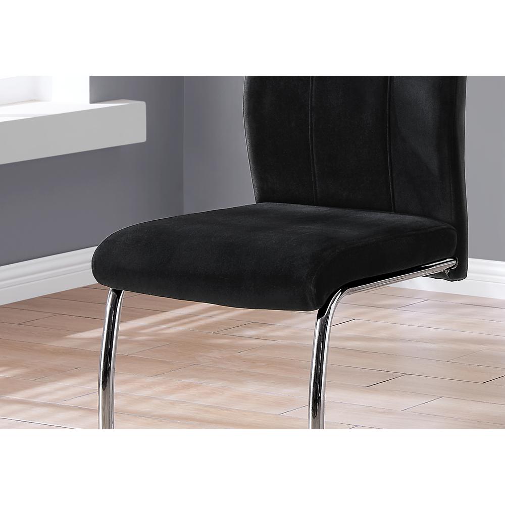 Dining Chair, Set Of 2, Side, Upholstered, Kitchen, Dining Room, Black Velvet. Picture 3