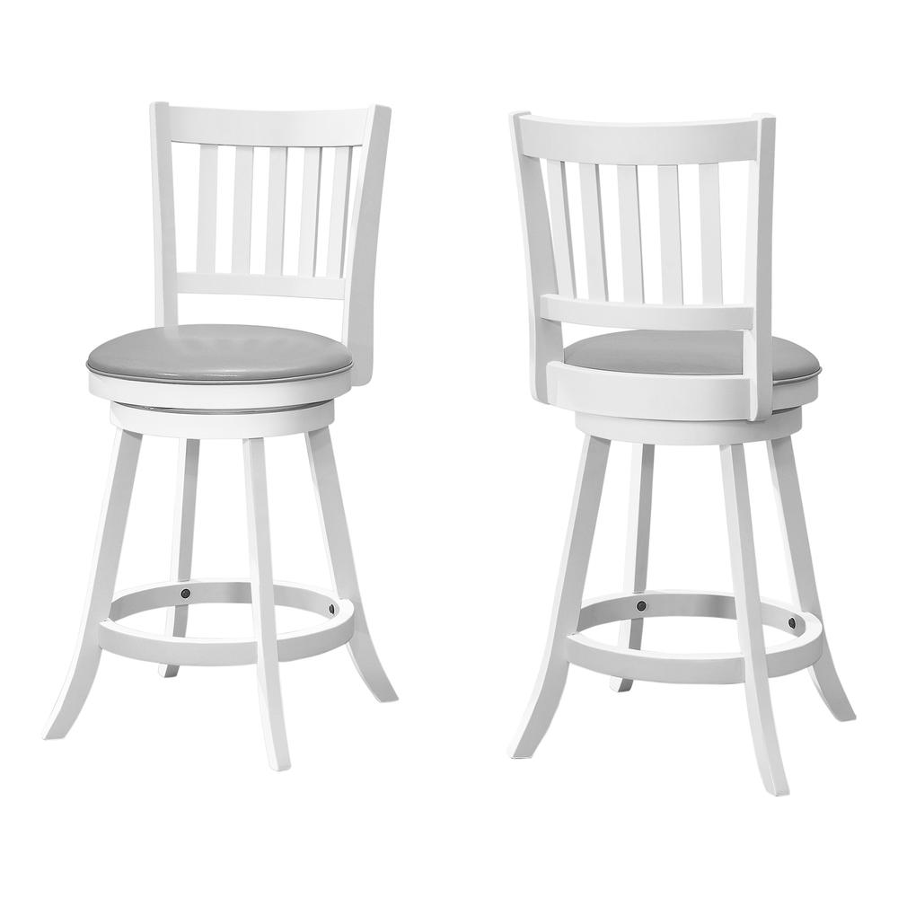 Bar Stool, Set Of 2, Swivel, Counter Height, Kitchen, White Wood. Picture 1