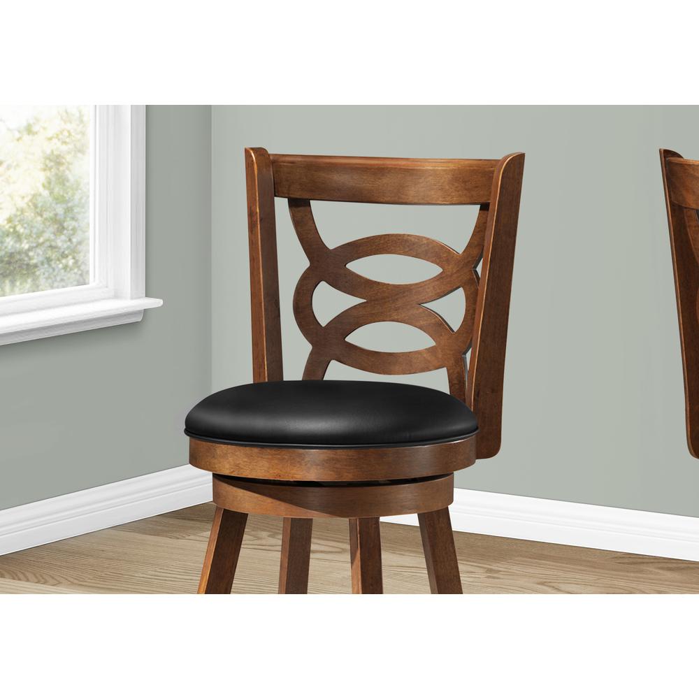 Bar Stool, Set Of 2, Swivel, Counter Height, Kitchen, Brown Wood. Picture 3