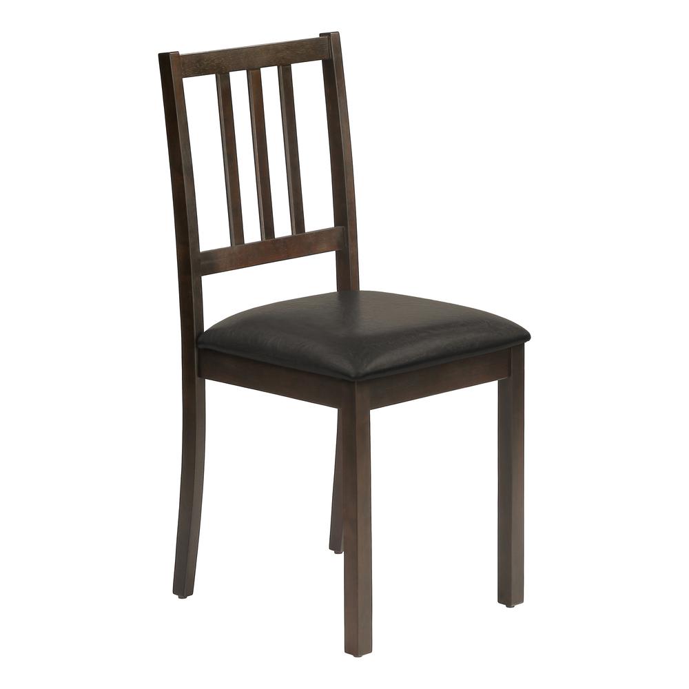 Dining Chair, Set Of 2, Side, Upholstered, Kitchen, Dining Room, Brown Leather. Picture 1