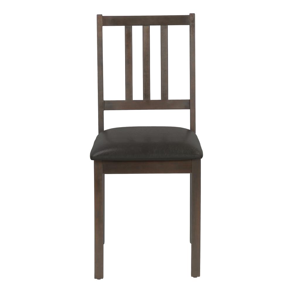 Dining Chair, Set Of 2, Side, Upholstered, Kitchen, Dining Room, Brown Leather. Picture 2